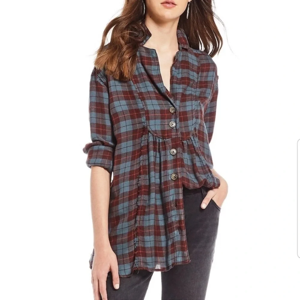 Free people aubergine flannel size S viscose/wool - Picture 1 of 5